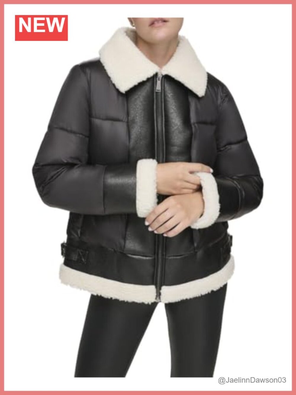Faux Leather Faux Sherpa Mixed Media Quilted Jacket